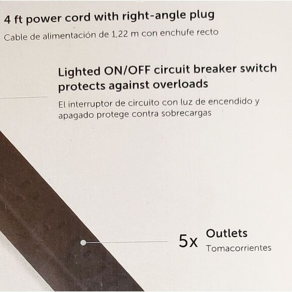 New Globe Electric 4' 6 Outlet Extension Cord White 2 USB Surge Protector - Picture 2 of 10